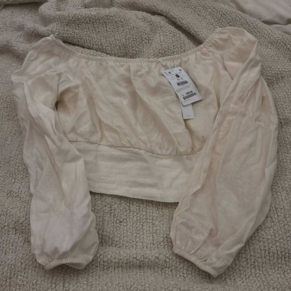 Cream Cropped Long Sleeve Top NWT